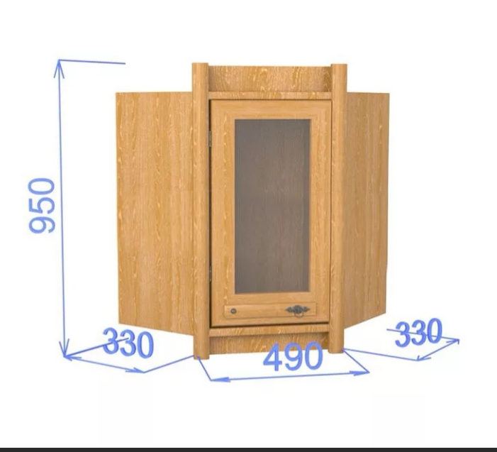 картинка Шкаф настенный угловой с 2-мя стеклянными дверками на 600 "Хлоя КХ 11" от магазина Лида регион