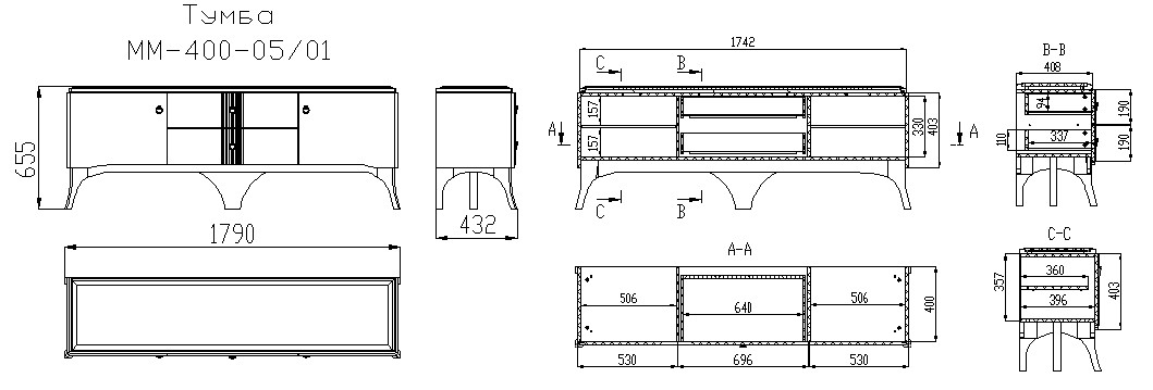 Тумба ТВ "Мираж" ММ-400-05/01 №0