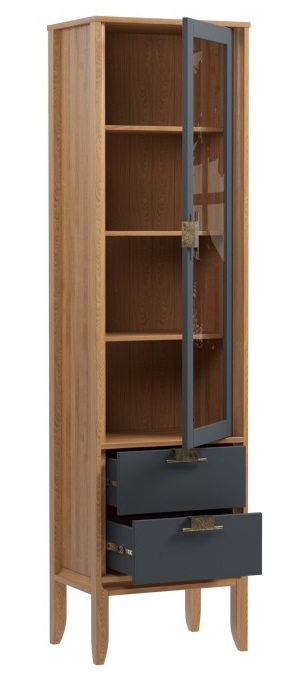 Шкаф для посуды "Бридж" узкий с 1ой стеклянной дверью и 2-мя ящиками №0