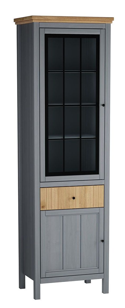 Шкаф для посуды "Сканди" 111СТЧ стеклянная и глухая дверь