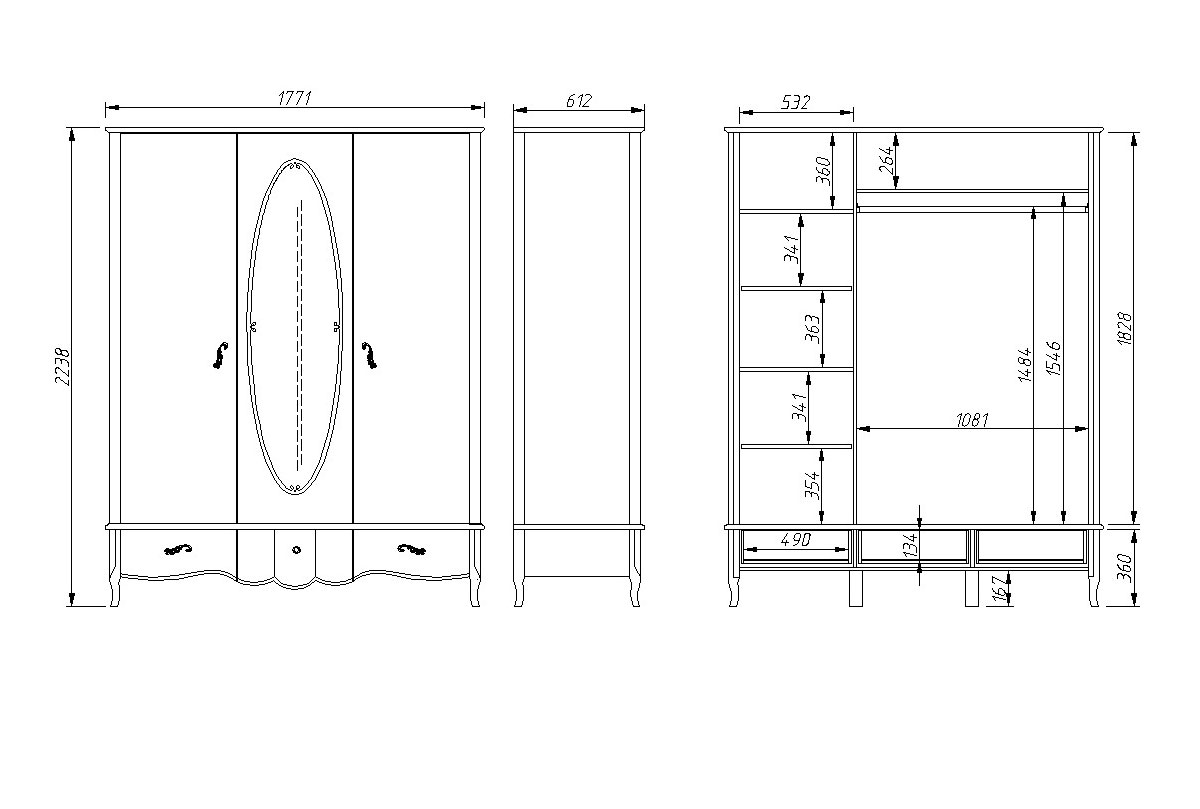 Шкаф трехдверный "Лаура" ММ 267-01/03 №3