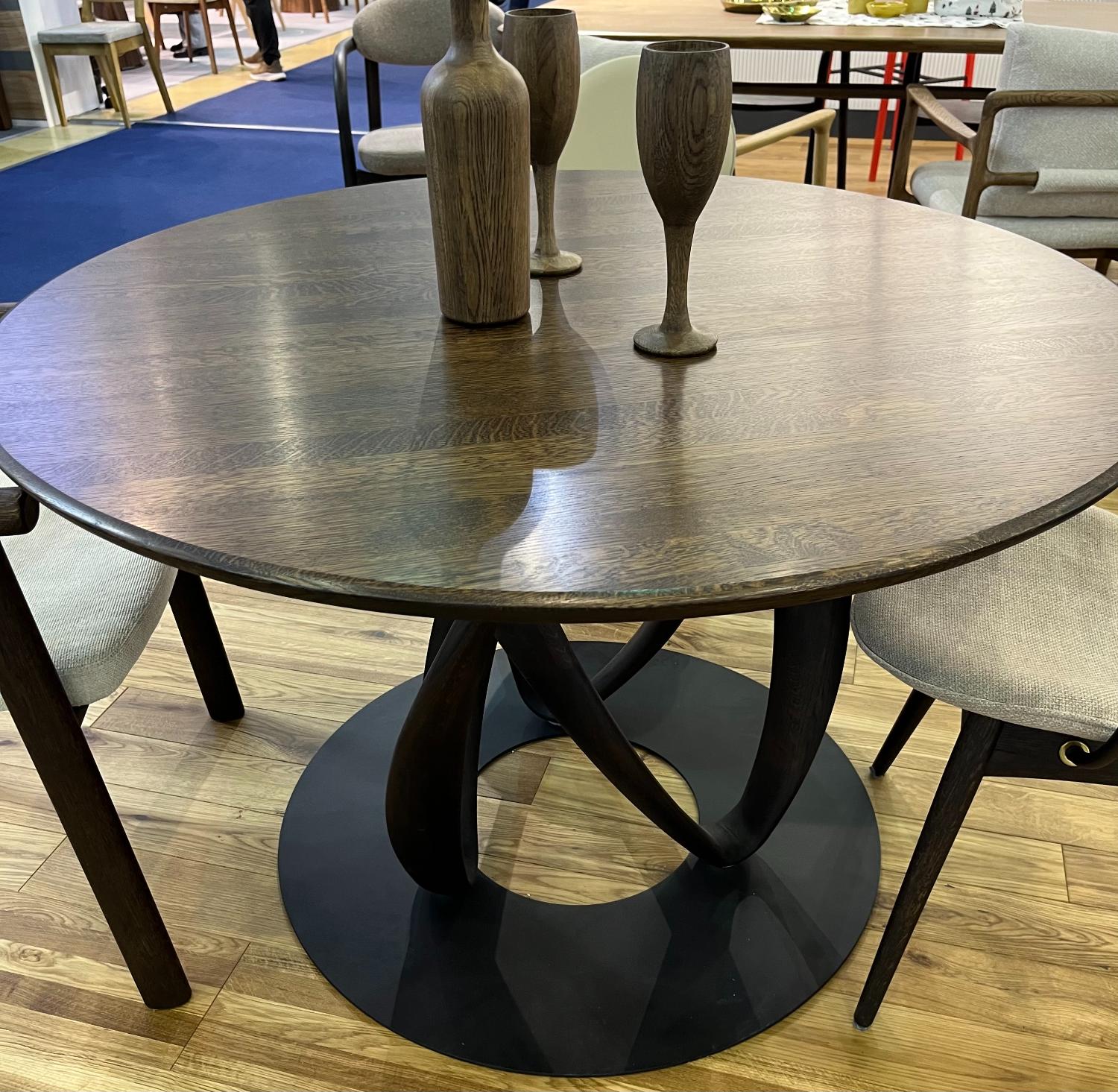 Стол обеденный "Инфинити одиночный" круглая деревянная столешница №2