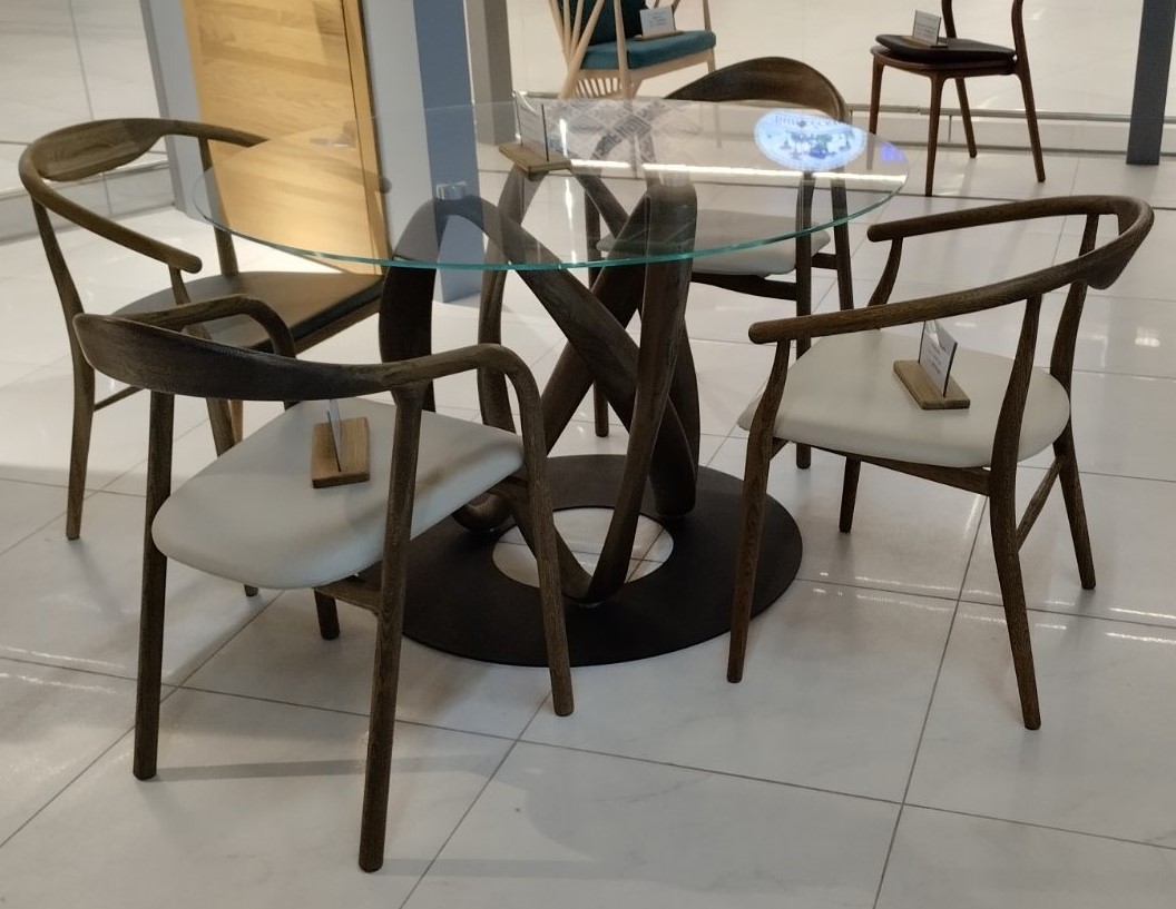 Стол обеденный "Инфинити одиночный" с круглым стеклом 8 мм №7