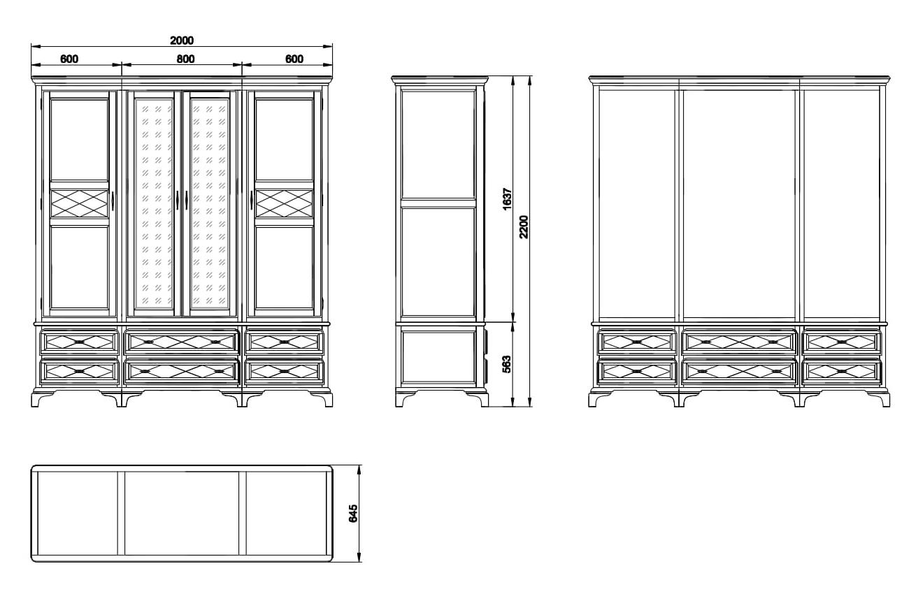 Шкаф четырехдверный "Софи" СКМ-004-28 №0