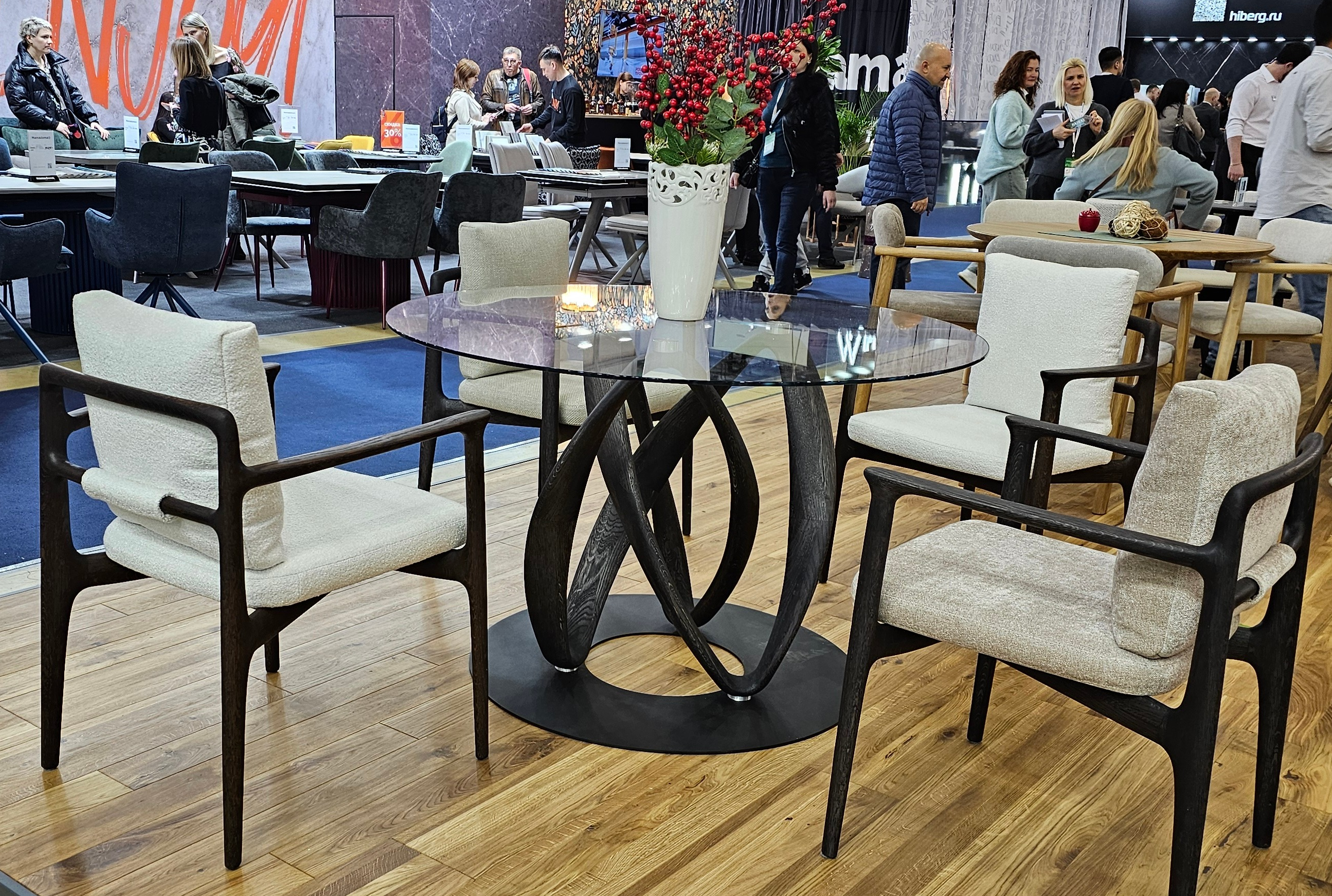 Стол обеденный "Инфинити одиночный" с круглым стеклом 8 мм №5