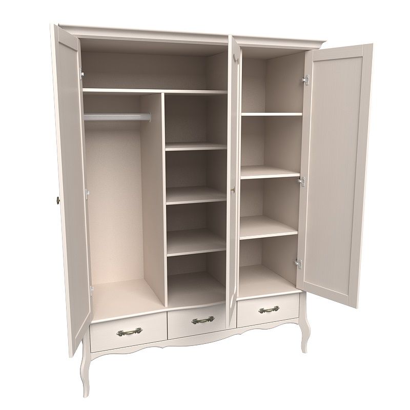 Шкаф трехдверный со стеклянными дверями и зеркалом "Лебо" №4