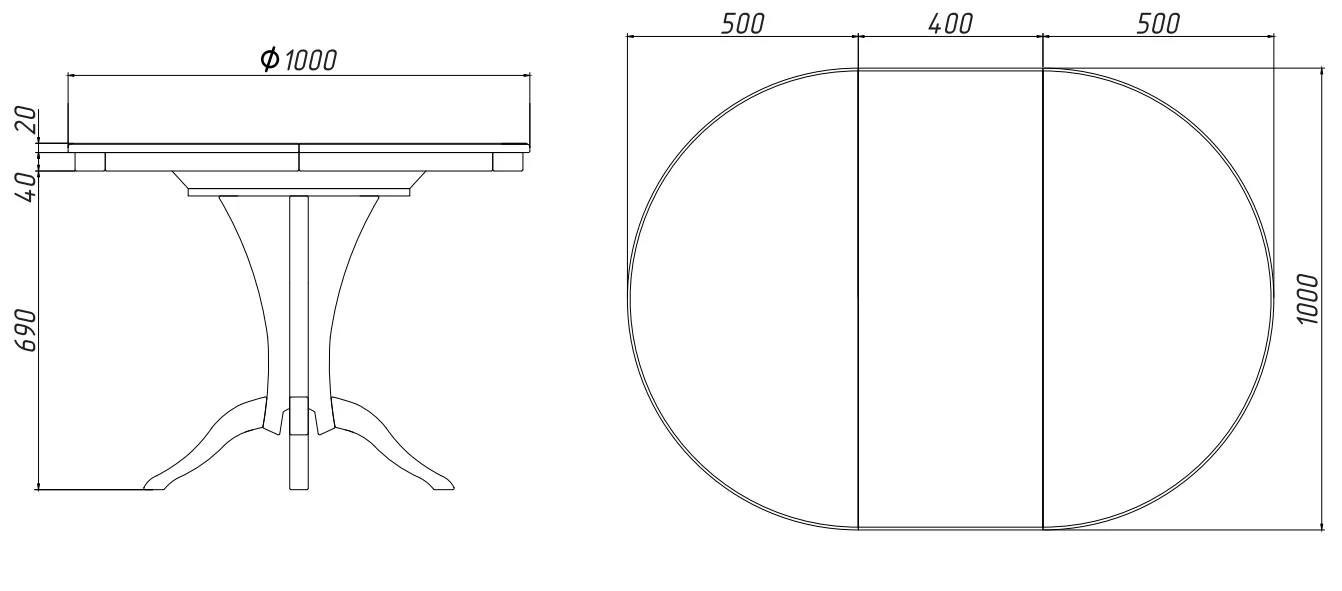 Стол круглый "Кадрус" раскладной №5