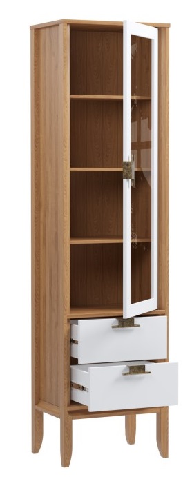 Шкаф для посуды "Бридж" узкий с 1ой стеклянной дверью и 2-мя ящиками №2