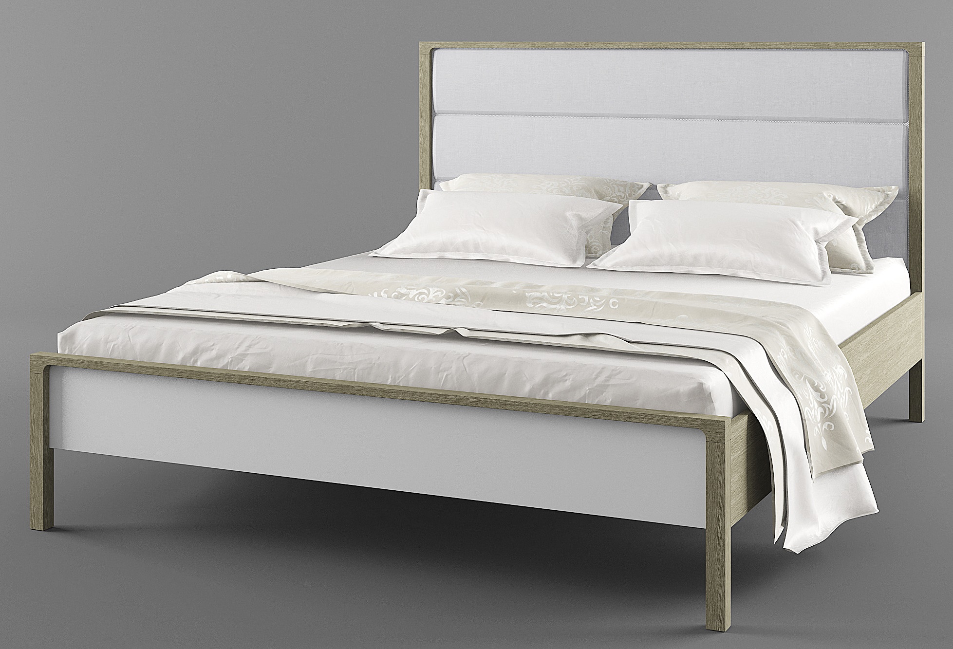 Кровать двуспальная "Хитроу" с мягким изголовьем с основанием