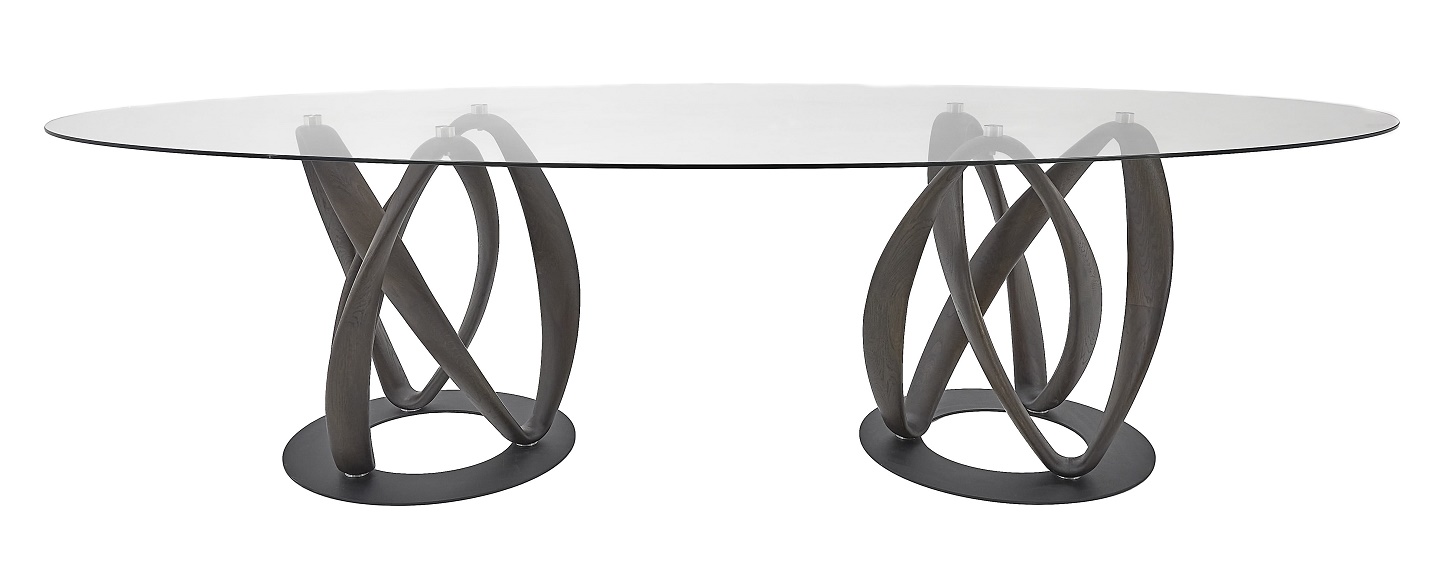 Стол обеденный "Инфинити двойной" с овальным стеклом 8 мм №3