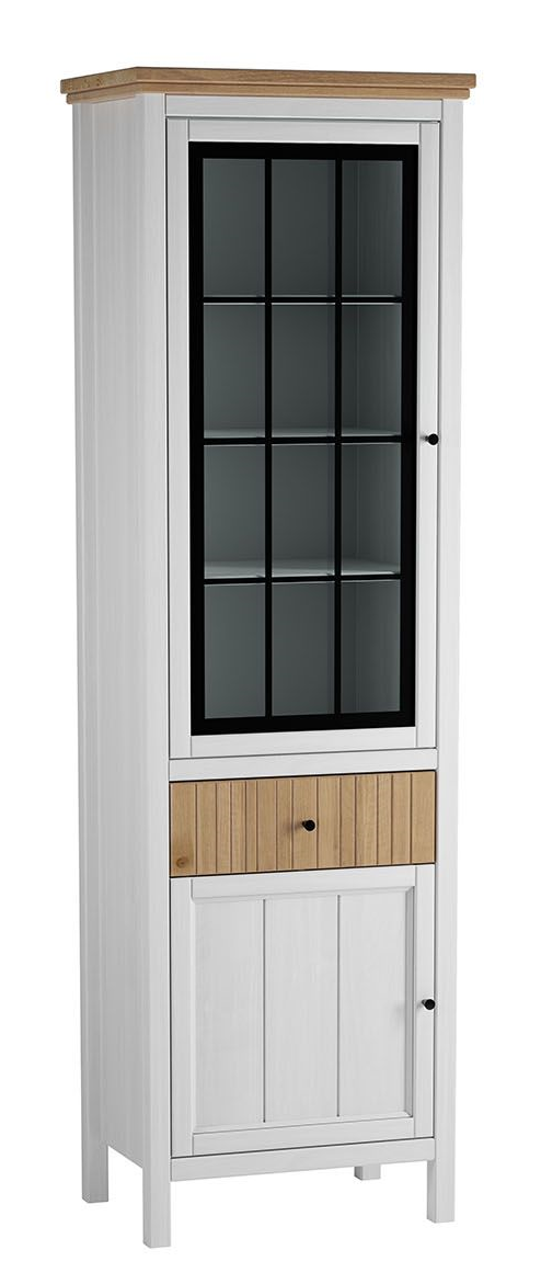 Шкаф для посуды "Сканди" 111СТЧ стеклянная и глухая дверь №2