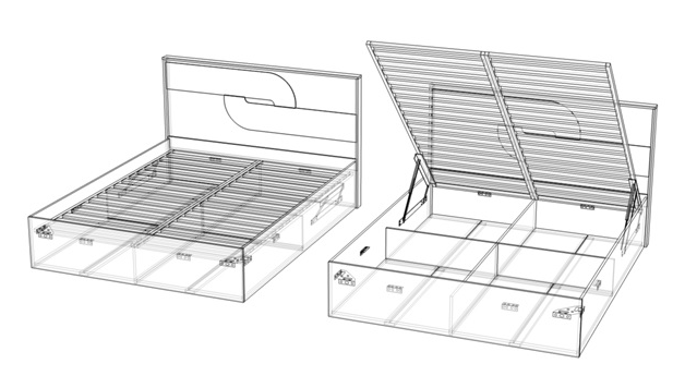 Кровать двуспальная "1800 Монтиз РМ" КМК 1003.24 с подъемным механизмом №1