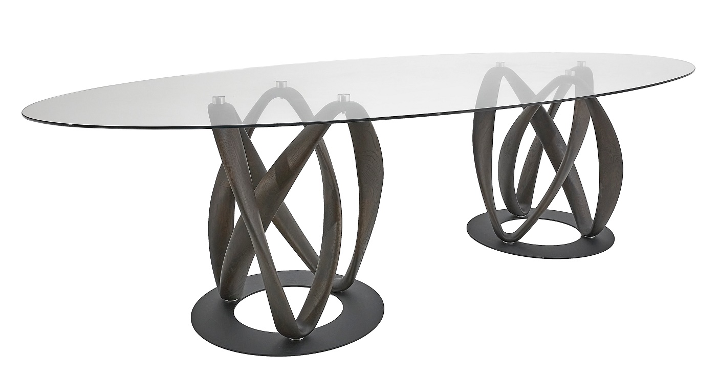 Стол обеденный "Инфинити двойной" с овальным стеклом 8 мм
