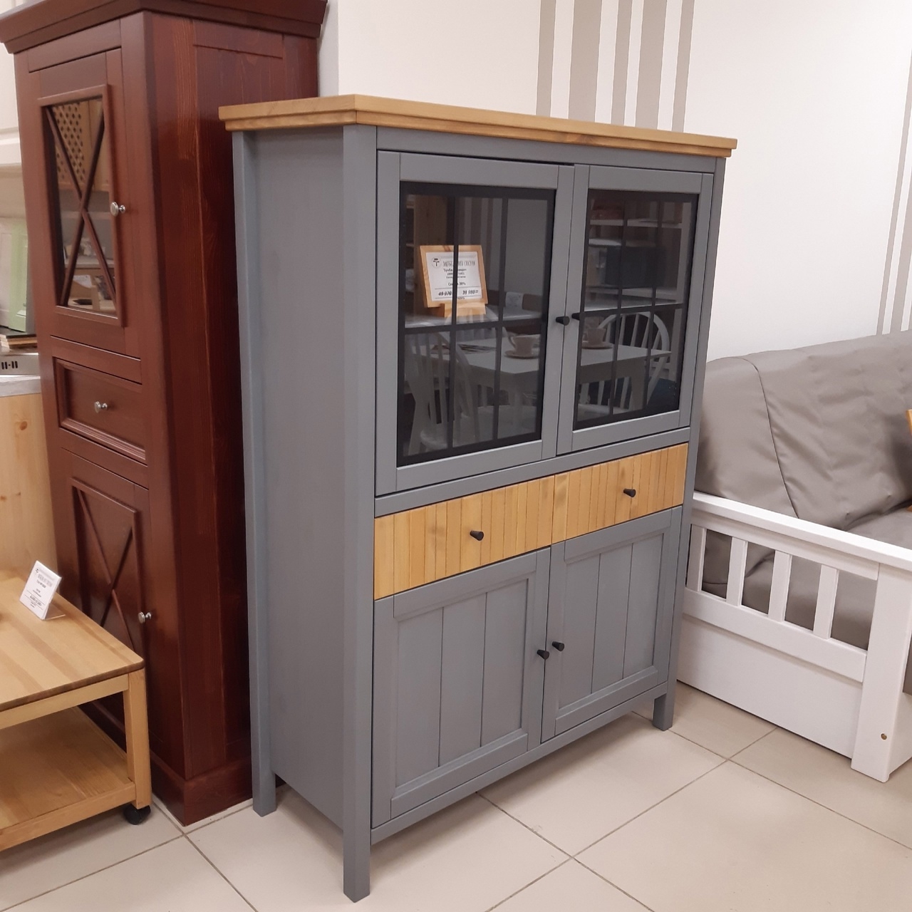 Тумба "Сканди" 020СТЧ стеклянные и глухие двери №0