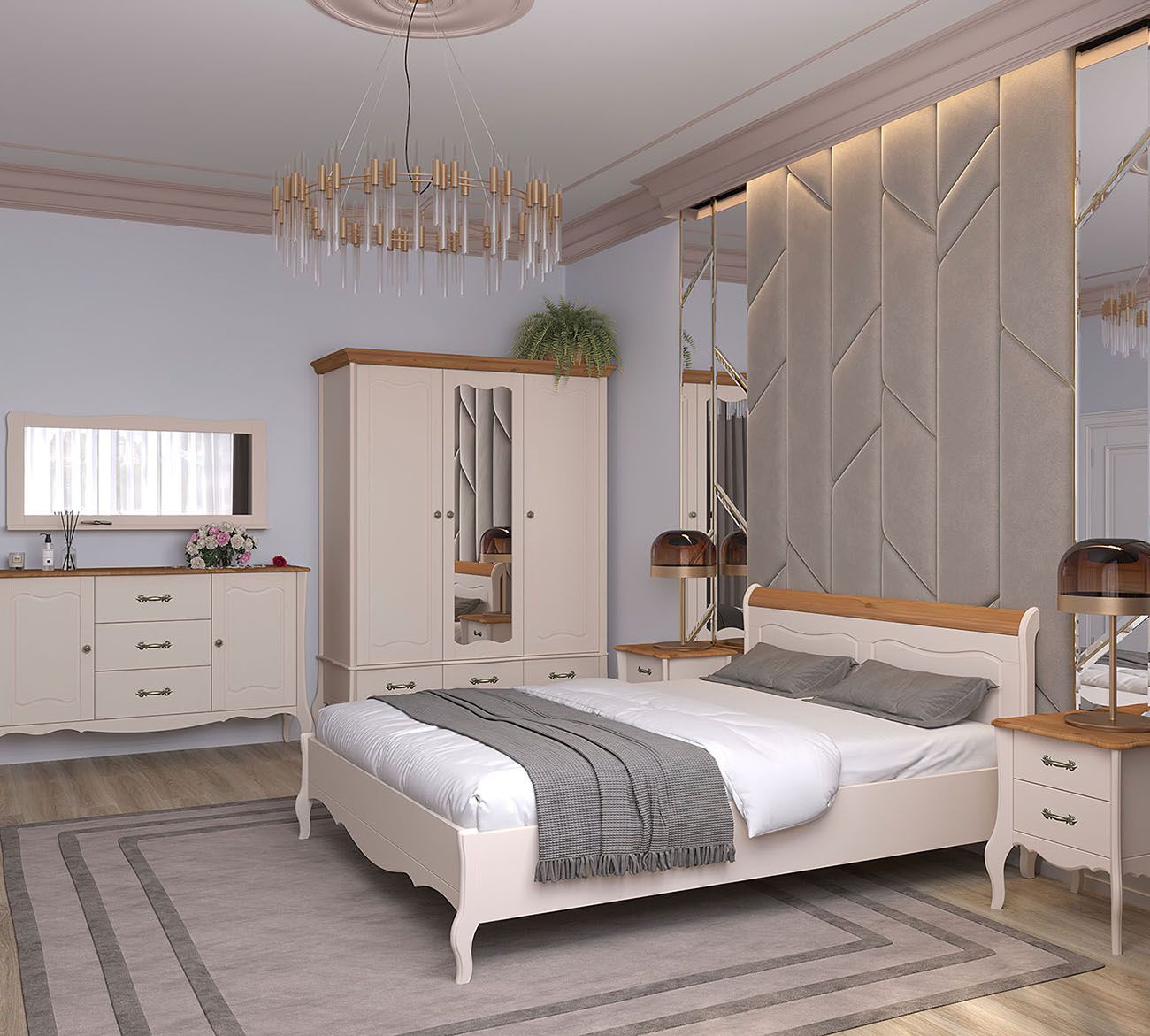 Шкаф трехдверный с зеркалом "Лебо" №2