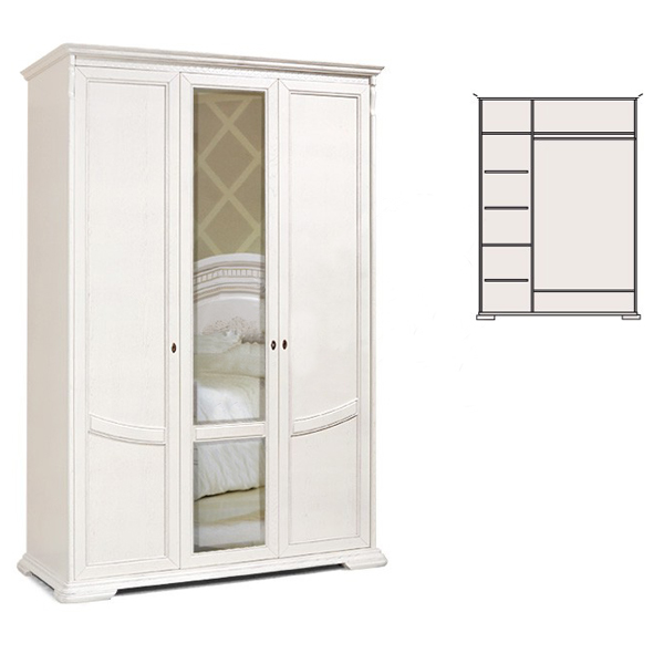 Шкаф трехдверный "Лика" ММ 137-01/03 с зеркалом №1