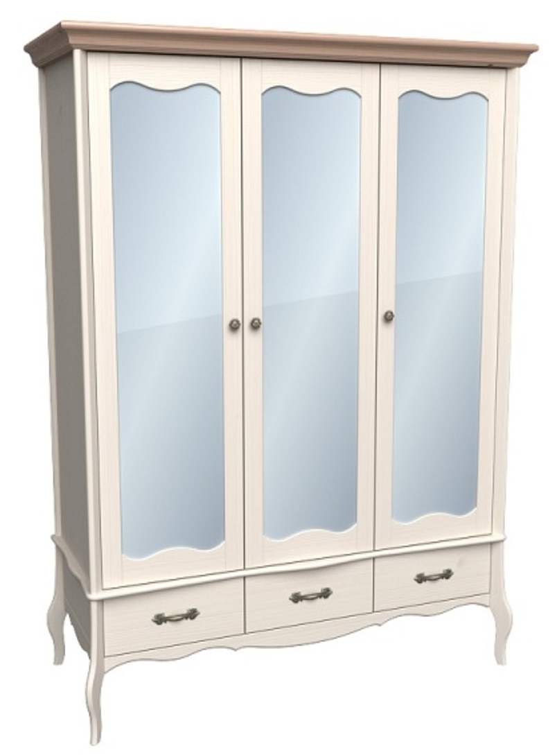 Шкаф трехдверный с зеркальными дверями "Лебо"