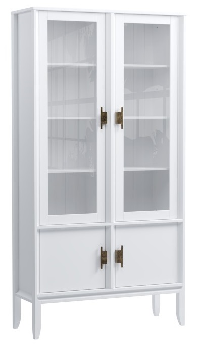 Шкаф для посуды "Бридж" широкий с 2-мя стеклянными дверями и 2-мя шлухими дверями №1