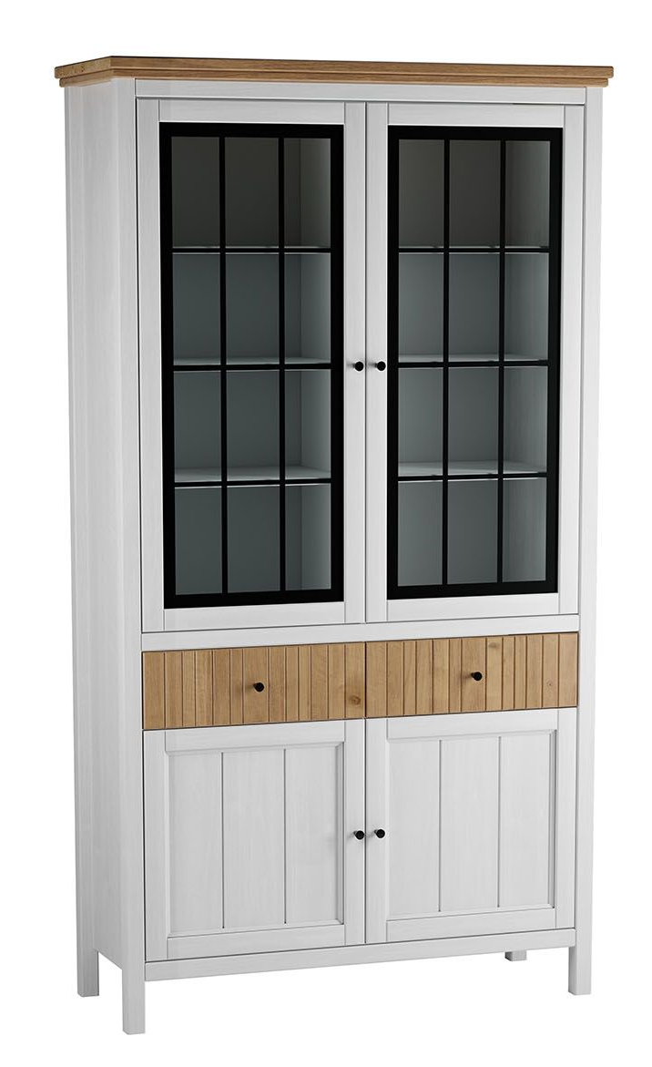 Шкаф для посуды "Сканди" 222СТЧ стеклянные и глухие двери №0