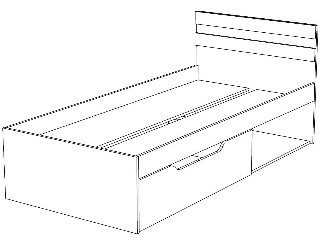 Кровать односпальная "Лондон" КМК 0467.18 (левая, правая) с ящиком №1