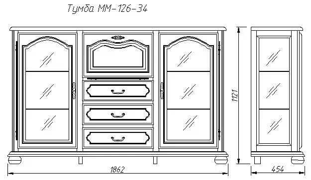 Тумба "Давиль" ММ 126-34 (стекло декоративное) №4