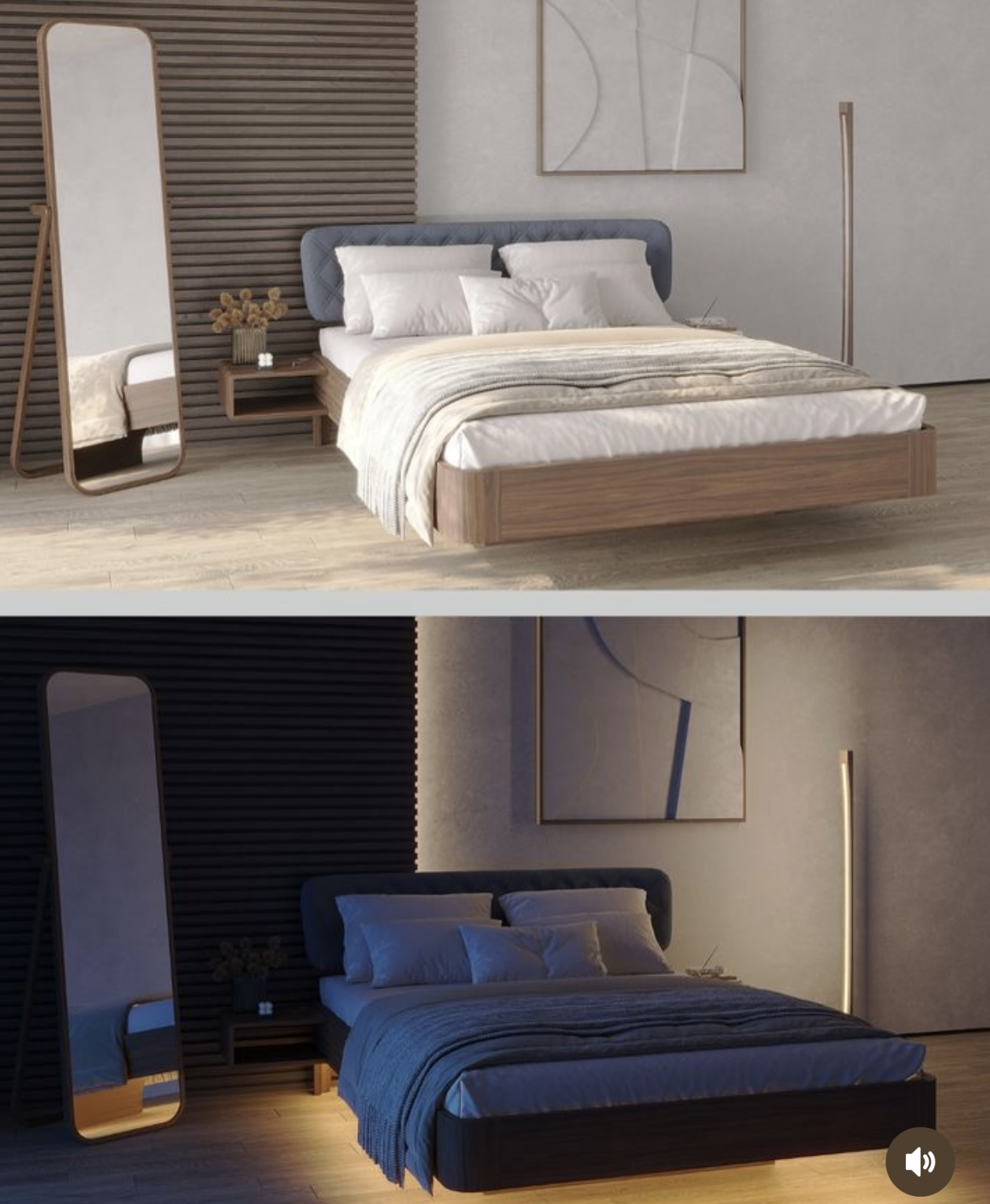 Кровать "ButterFly" с подсветкой и тумбочками RO196 №6