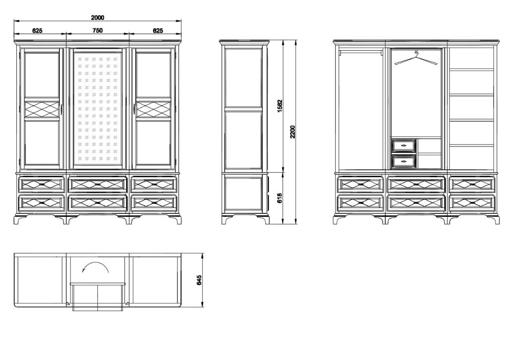 Шкаф трехдверный "Софи" СКМ-004-28 №1