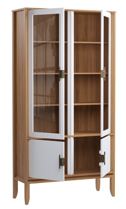 Шкаф для посуды "Бридж" широкий с 2-мя стеклянными дверями и 2-мя шлухими дверями №5