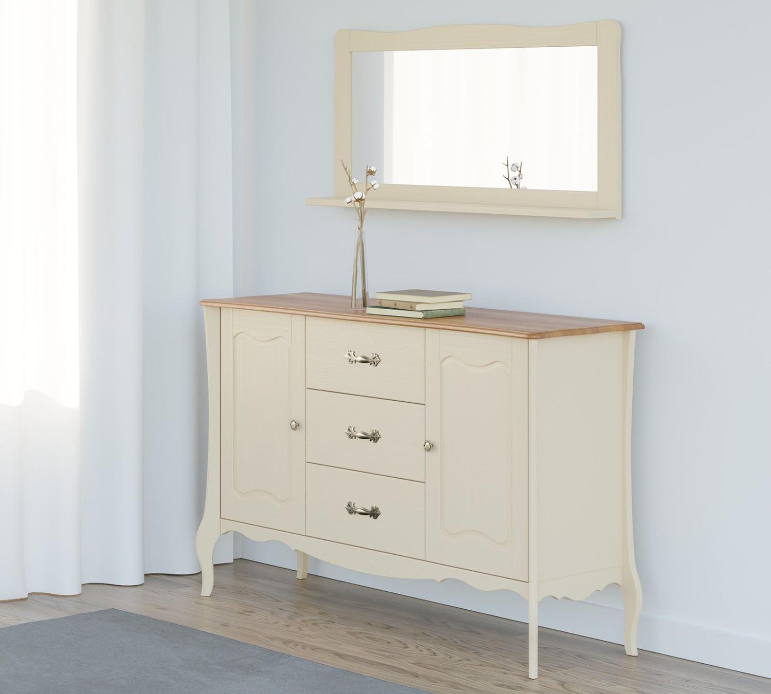 Зеркало настенное с полкой "Лебо" №3