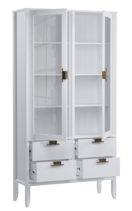 Шкаф для посуды "Бридж" широкий с 2-мя стеклянными дверями и 4-мя ящиками №4