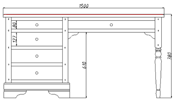 Стол письменный "Луи Филипп" МО 16.04 №0