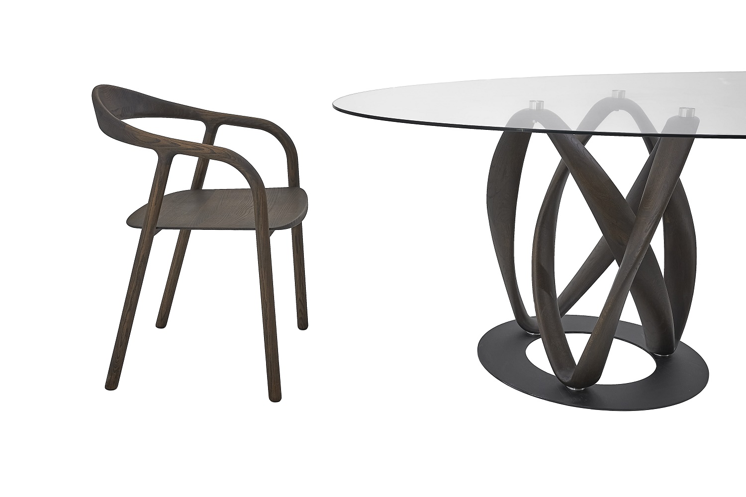 Стол обеденный "Инфинити двойной" с овальным стеклом 8 мм №2