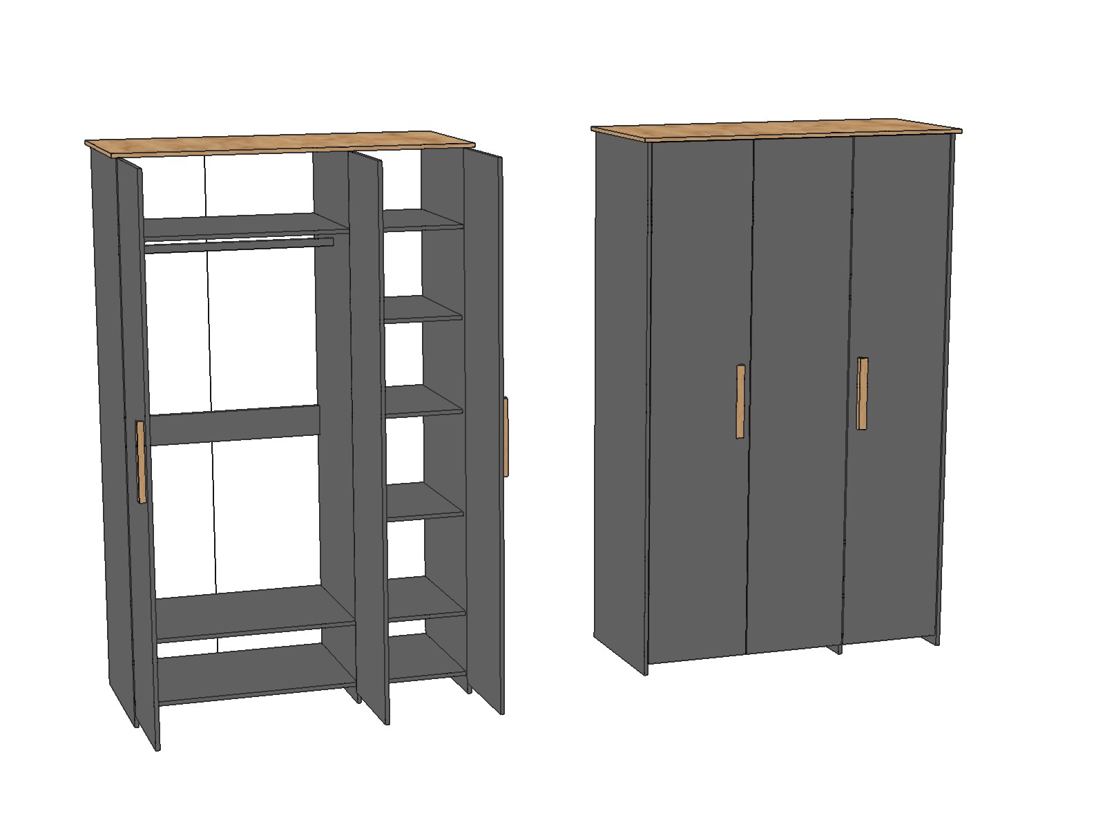 Шкаф трехдверный "3Д Скандинавия" КМК 0905.7 №1