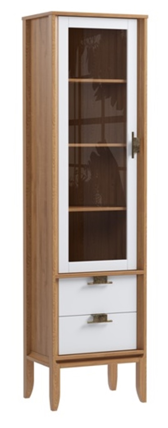 Шкаф для посуды "Бридж" узкий с 1ой стеклянной дверью и 2-мя ящиками №1