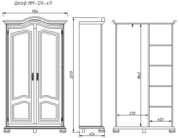 Шкаф двухдверный "Давиль" ММ 126-49 №3