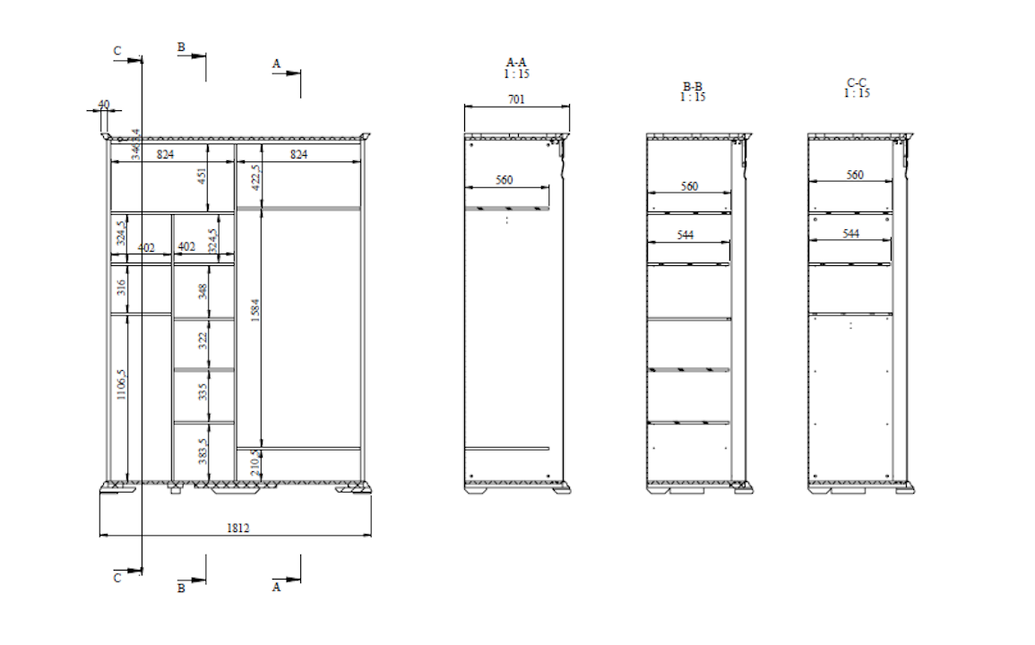 Шкаф-купе для одежды "Лика" ММ-137-01/02РБ-1 №3