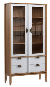 Шкаф для посуды "Бридж" широкий с 2-мя стеклянными дверями и 4-мя ящиками
